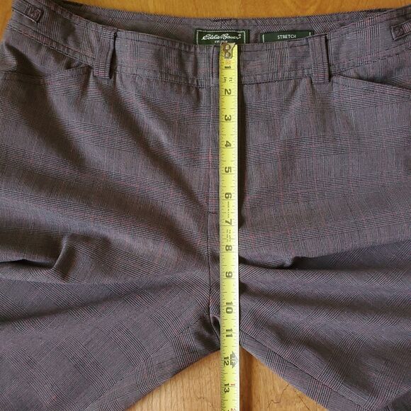 Eddie Bauer Pants Womens 10 Stretch Straight Leg Brown Glen Check Plaid Trousers - Picture 12 of 15